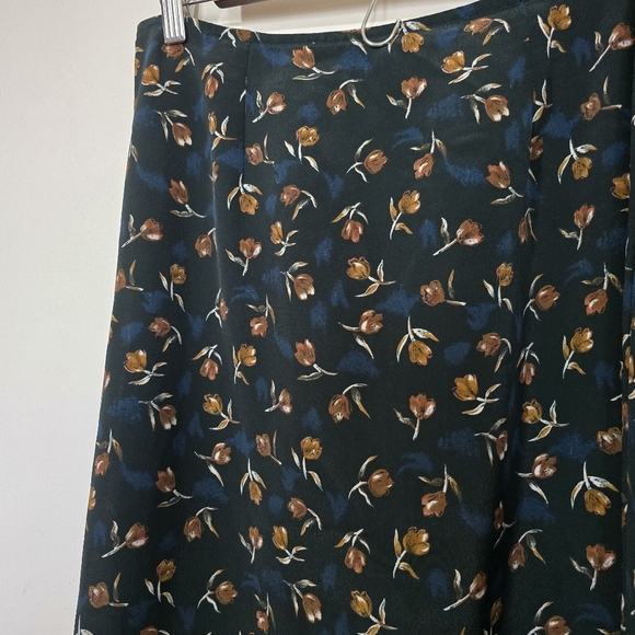 VTG 90s La Fete Floral Maxi Skirt Blue Brown Ditsy Print Cottagecore Whimsigoth - Picture 5 of 5